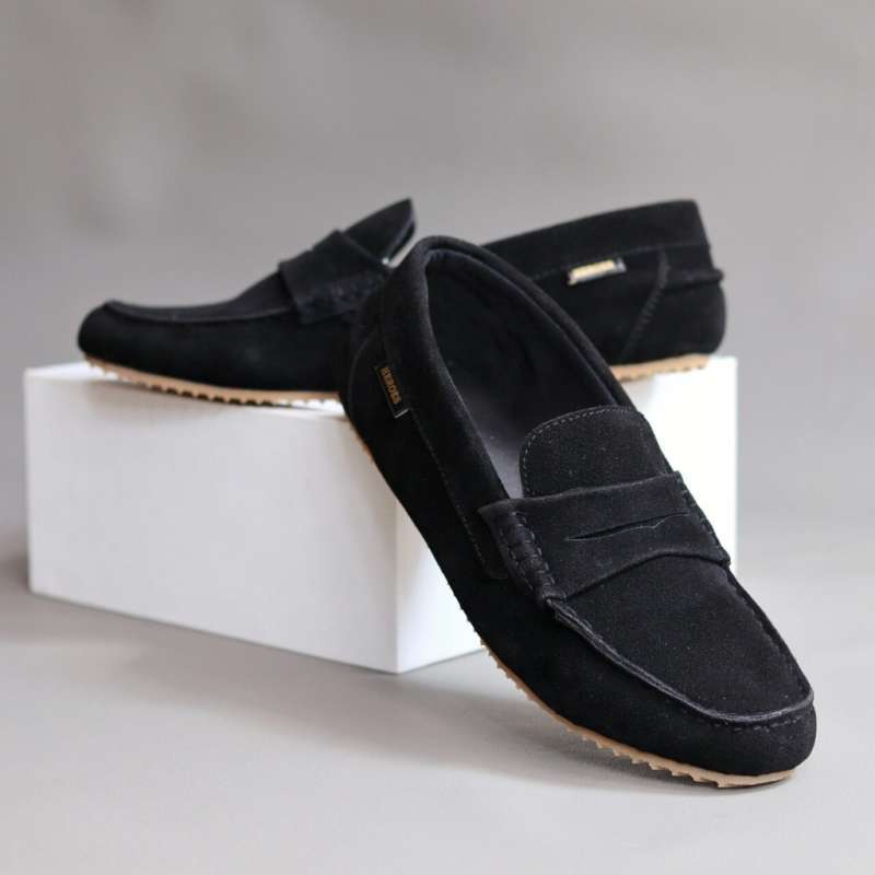 Supervice SEPATU SLIP ON PRIA MULES PANSUS COWOK DEWASA ORIGINAL HEROES  SUEDE HITAM CREAM TAN SANTAI CASUAL - Main Image