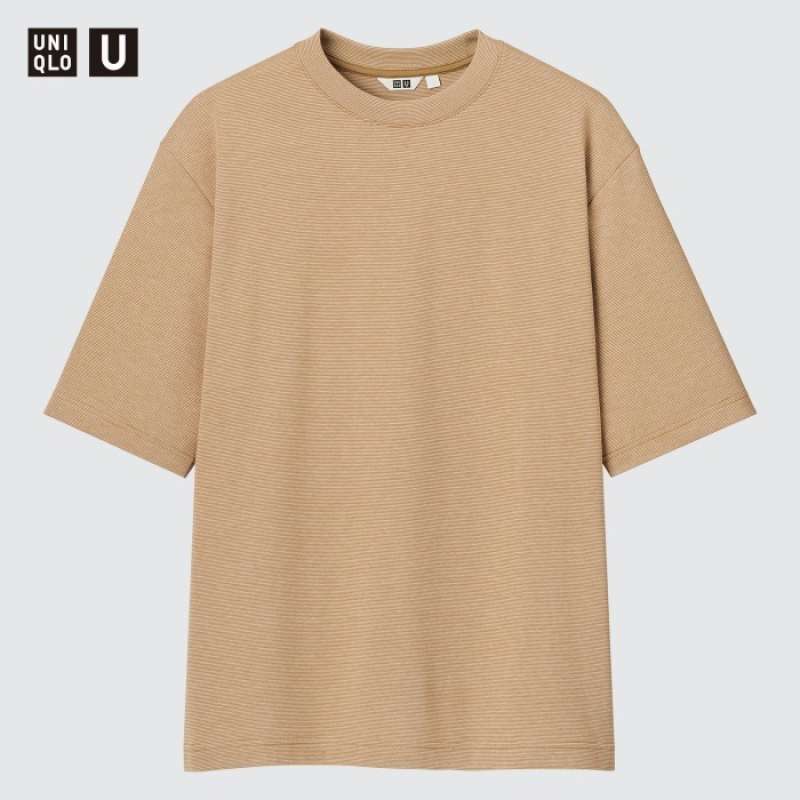 Jual Uniqlo Kaos polos AIRism Katun TShirt Oversize Garis Uniqlo U