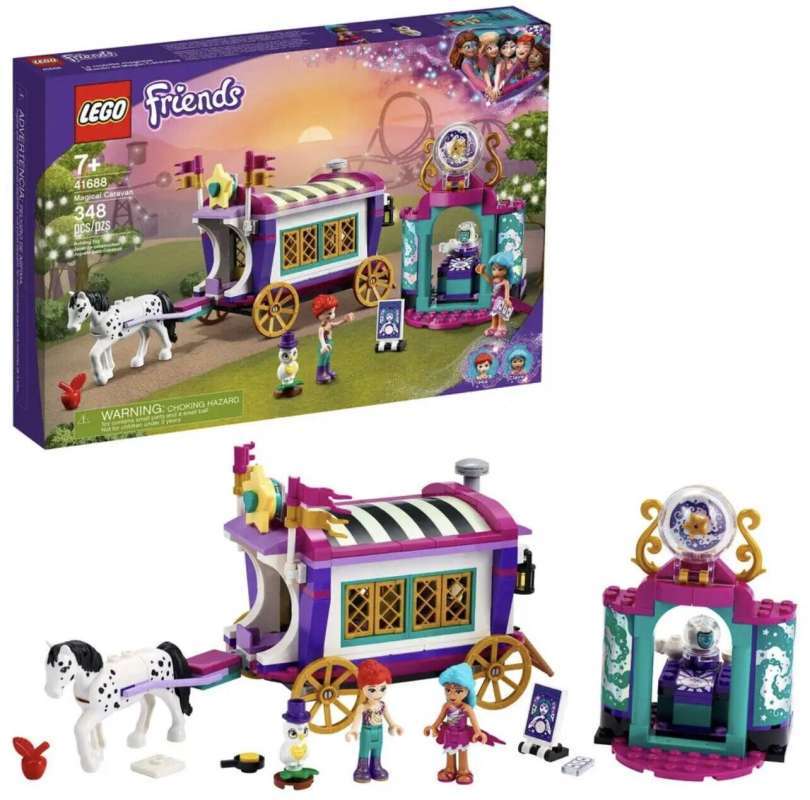 LEGO Friends 41688 Magical Caravan Set Building Kid Toy Fairground  Amusement Park Mia Friend Animal Horse Mainan Balok Anak