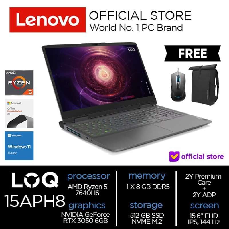 LENOVO LOQ RYZEN 7640H RTX3050 512GB SSD 8GB WIN11 OHS (NEW)