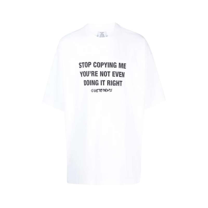 Jual Vetements Copying Quotes Print T Shirt White XS White di