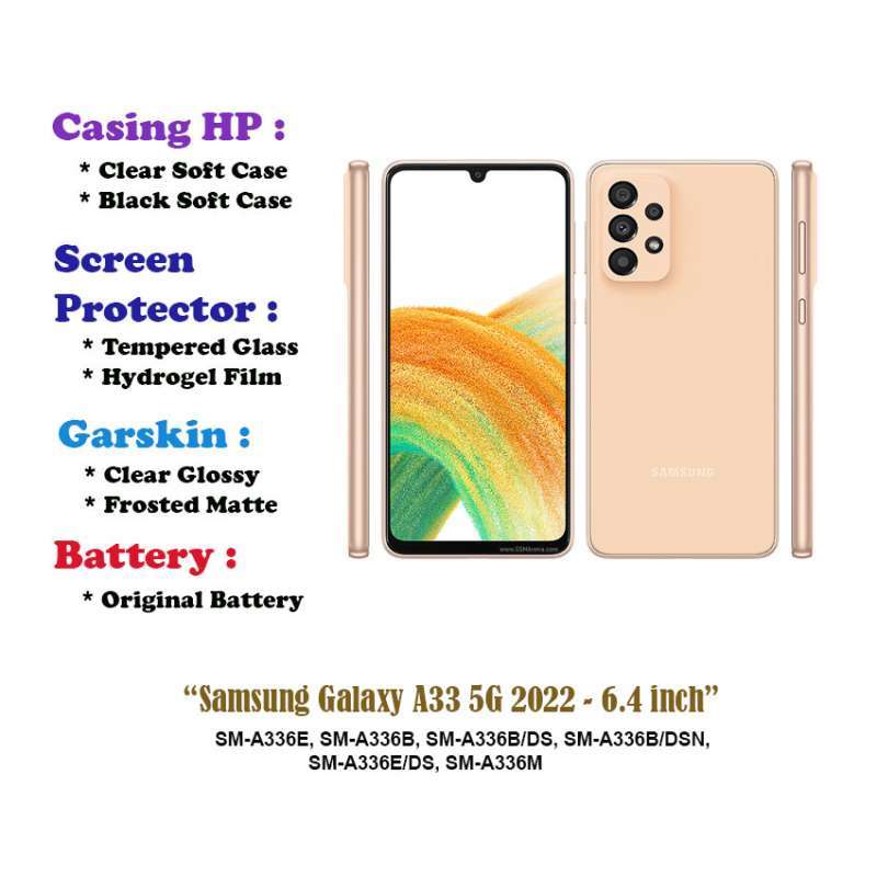Samsung Galaxy A33 5G 2022 inch Case Screen Protector Battery  Dll