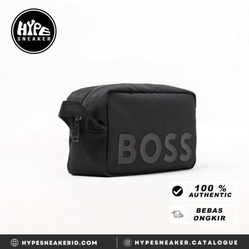 Jual Tas Hugo Boss Big Text Plain Black Pouch 100 Original Di