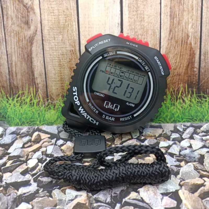Jual Q Q QQ QnQ Stopwatch Digital Hitam HS48J001Y Original di