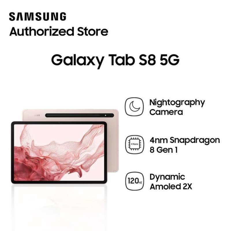 Samsung Galaxy Tab S8 5G Tablet dengan RAM 8GB untuk Penggunaan Profesional dan Kamera Resolusi Tinggi, Ukuran 11, S-Pen dan Dukung SamsungDex