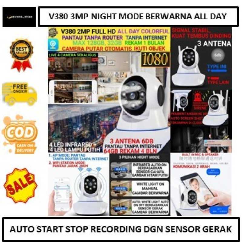 Promo 2019 V380 3Mp Night mode berwarna All day Colorful Ip Camera
