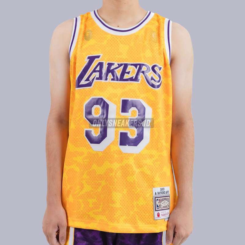 Jual Bape X Mitchell Ness Los Angeles Lakers Yellow (100