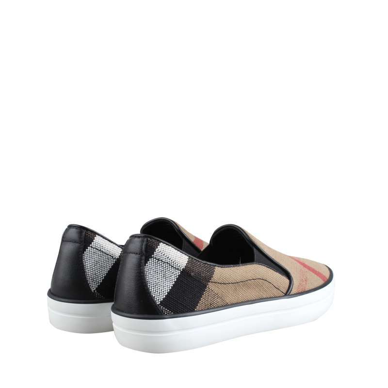 Burberry Natural Gauden Macro Check Slip On Sneakers