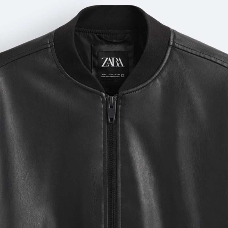 Jual ZARA Men Jacket Faux Leather Bomber Jaket Kulit Pria Black di