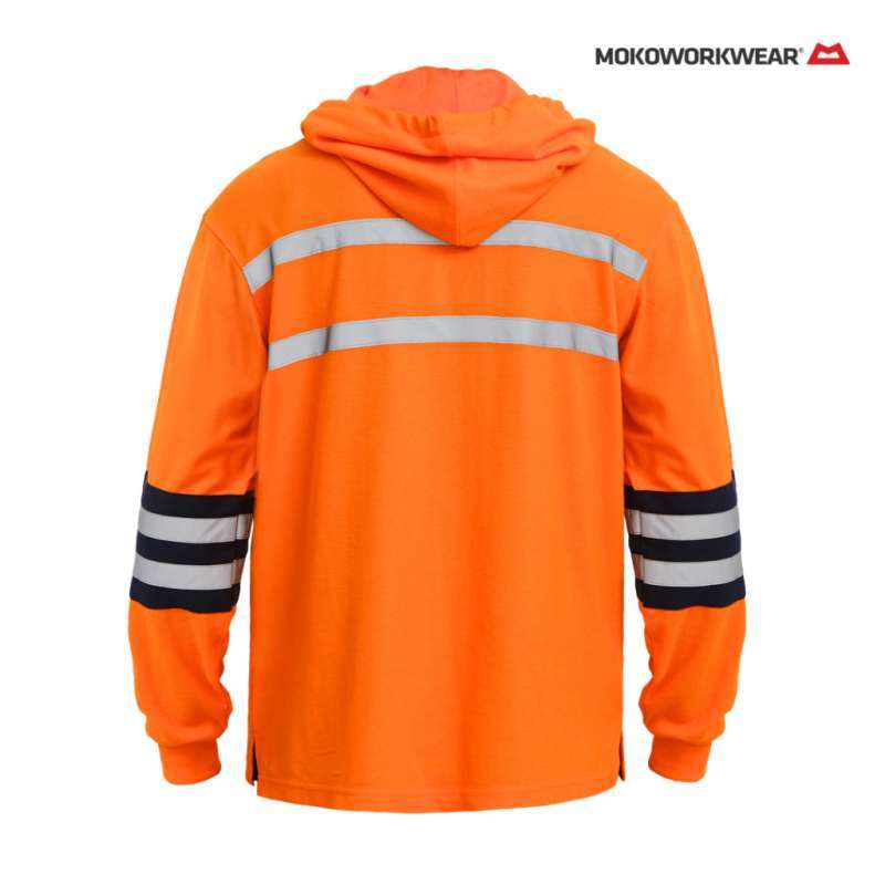 HOODIE SAFETY POLOS NAVY ORANGE SCOTLITE ORIGINAL MOKOWORKWEAR Jaket Jamper Sweater Hoodie Safety Hi Vis Reflective 3M Scothlite u Teknisi Tambang