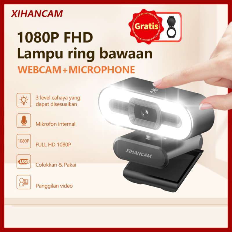 XIHANCAM 1080P Webcam Pc Ring Light Kamera Webcam laptop untuk zoom