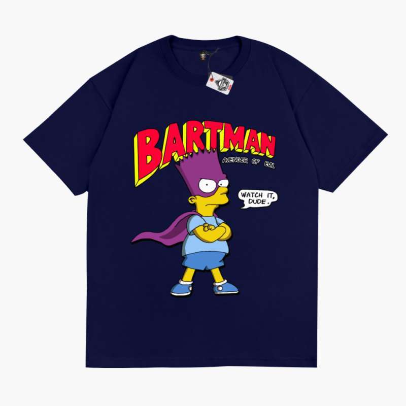 KRMK Kaos T Shirt THE BARTMAN THE SIMPSONS Kaos Superhero V1 NAVY XXL