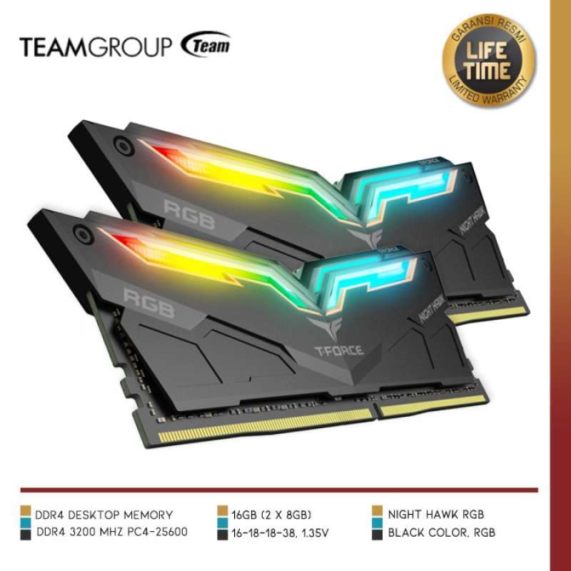 Sale Mem Team Tf1D416G3200Hc16Cdc01 Night Hawk 16Gb 2X8Gb Ddr4 3200 Terlaris