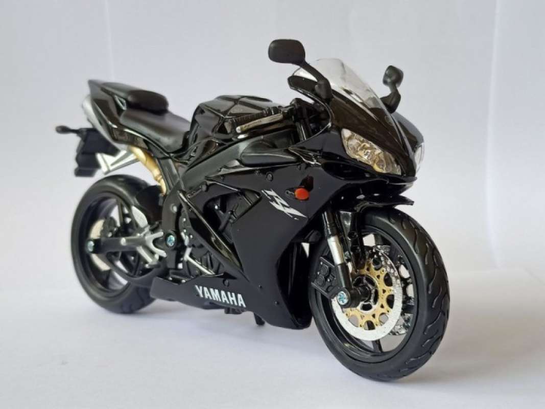 Diecast Miniatur motor Yamaha YZF-R1 Black Maisto 1:12 miniatur motor mainan