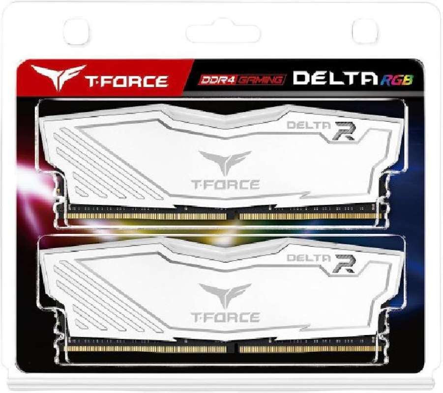 Ram DDR4 32GB Kit 2x16GB PC 3200 Mhz Team T-Force Delta RGB White Blac