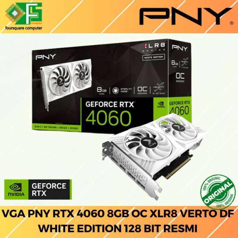 グラフィックボード・グラボ・ビデオカード PNY RTX 4060 8GB WHITE EDITION PNY GeForce RTX™ 4060 8GB XLR8 Gaming VERTO Dual Fan OC White