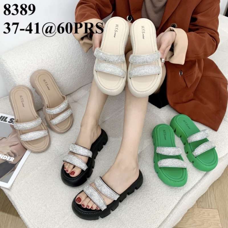Sandal Wedges Wanita Jelly Import Ban 2 Gliter HYS 8389
