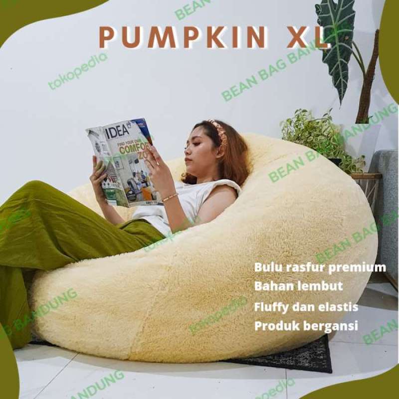 Promo BEANBAG PUMPKIN JUMBO XL RASFUR FLUFFY LEMBUT BEAN BAG