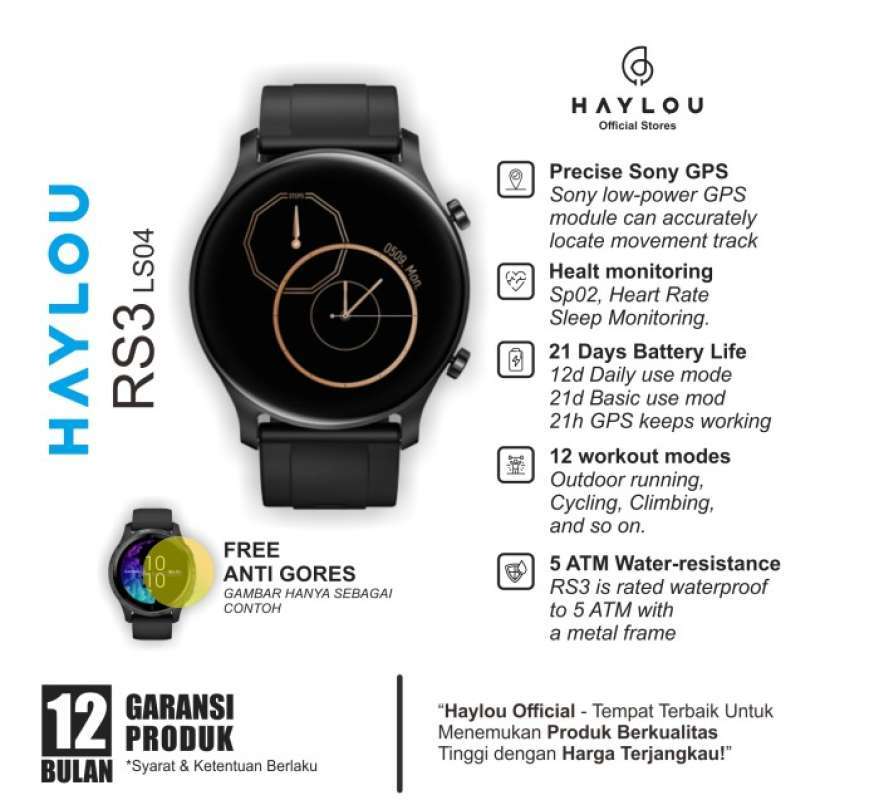 Haylou RS3 LS04 SmartWatch GPS AMOLED SpO2 WaterProof Smart Watch