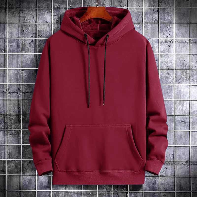 Fashion Atasan Sweater Hoodie Polos Outerwear Pria Lengan Panjang