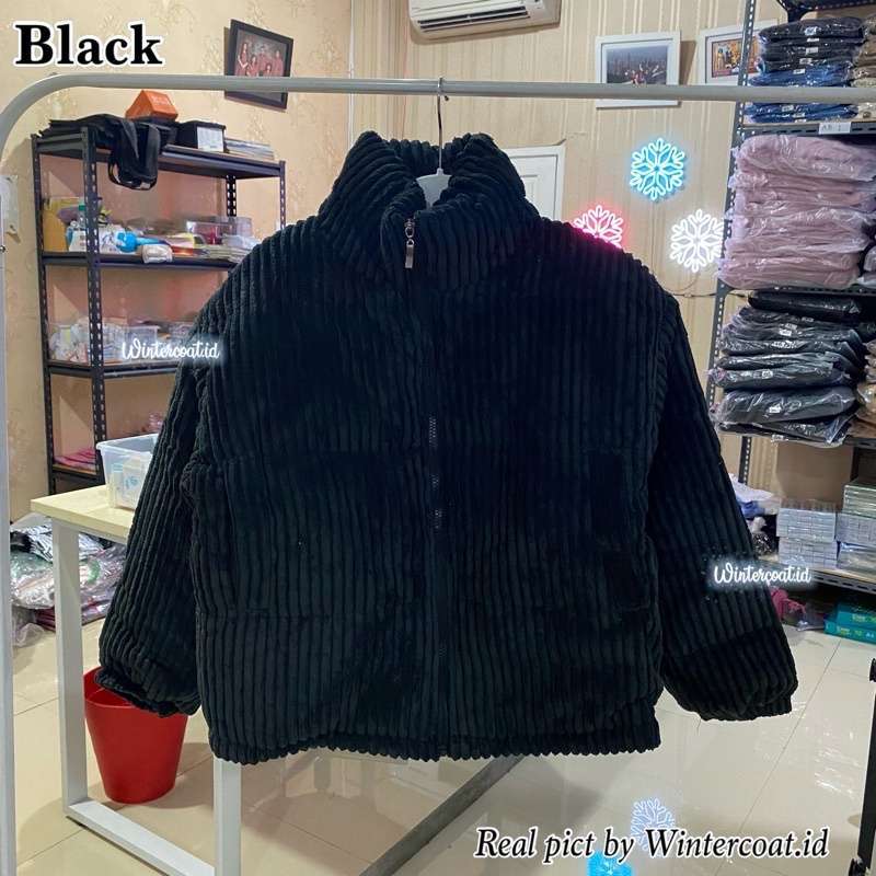 Verish Coat winter wanita jaket musim dingin Anna jacket hangat gunung  mantel corduroy woman import korea big size oversized Black XL