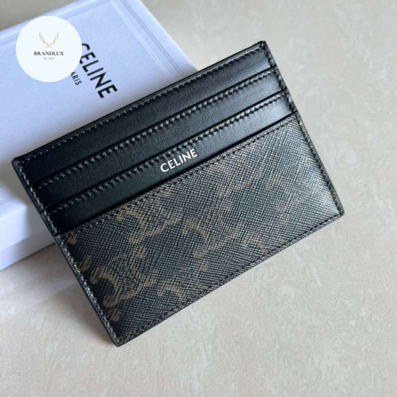 Jual Celine Trimphe Card Holder In Black 6cc+slot 100% Authentic