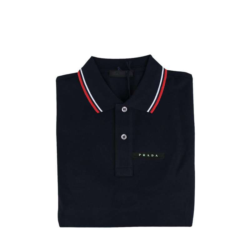 Prada Navy Blue Inchiostrom Signature Stripe Polo Shirt