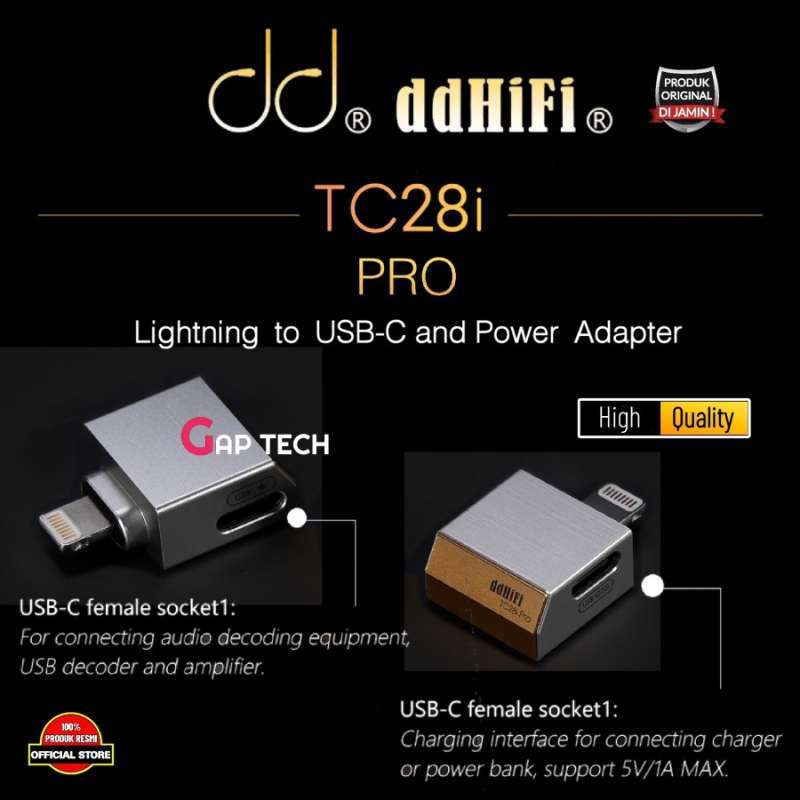 ddHiFi TC28i Pro OTG Adapter | Lightning to USB-C plus Power