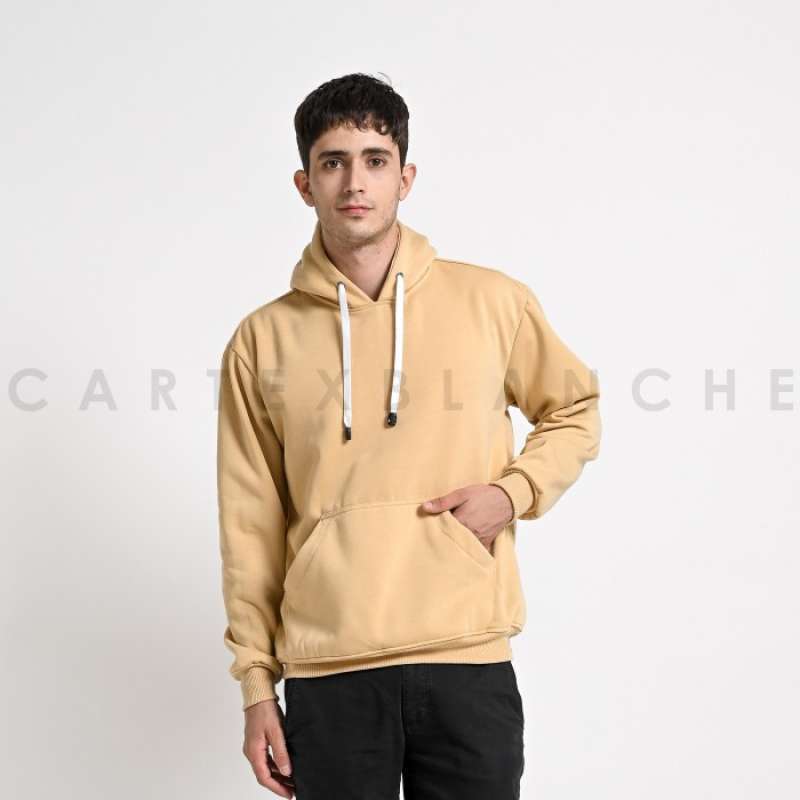 Jual Jaket Sweater Hoodie Jumper Polos Unisex Krem Muda M di
