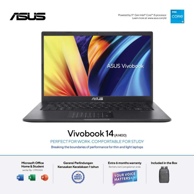ASUS VivoBook 14 untuk Mahasiswa dengan Intel® Core™ i5, Layar 14 Inci FHD, dan Memori 8GB. Ideal untuk Pekerjaan dan Hiburan di Medan