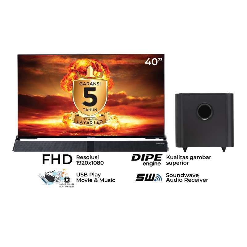 Jual TV Digital Polytron PLD 40BV8958 Cinemax Soundbar 40 Inch di