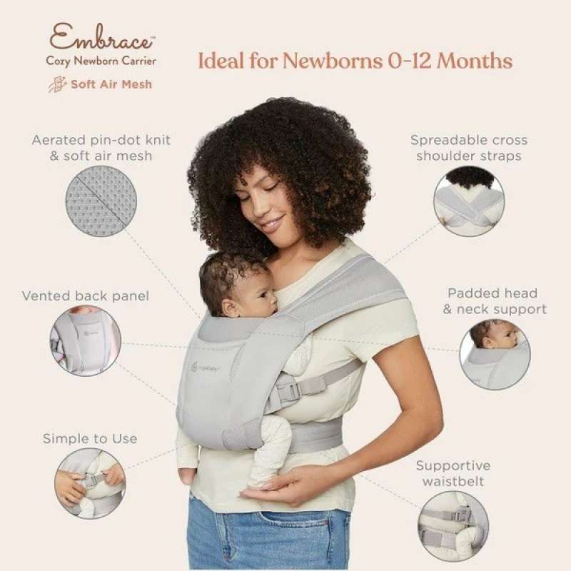 Ergobaby Embrace Soft Air Mesh Newborn Baby Carrier Gendongan Bayi