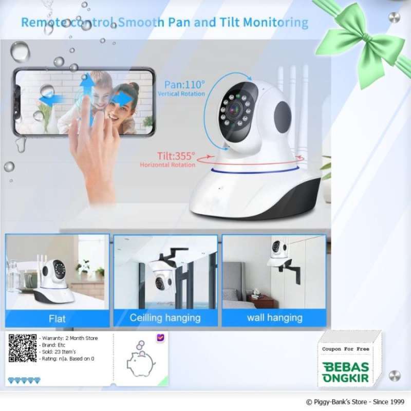 Promo ONVIF CCTV WiFi IP Kamera Two Way Audio IR Motion Sensor