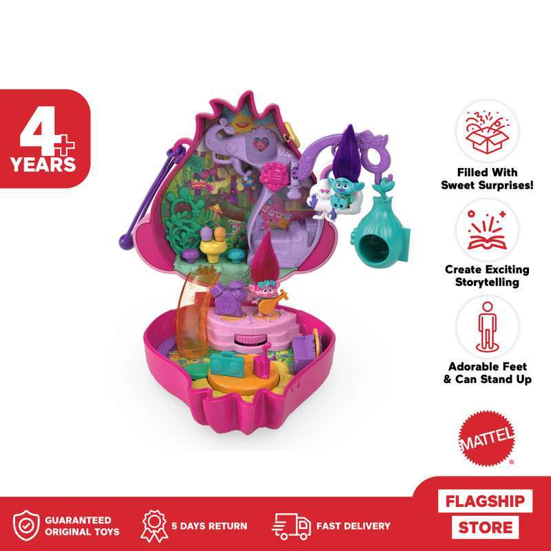 Polly Pocket Trolls Series Pink Box - Mainan Aksesoris Boneka Anak Perempuan