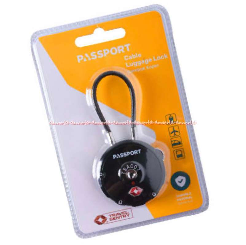 Passport Cable Luggage Lock Gembok Koper Tsa Kombinasi Angka Number  Paspor Model Tali Rantai Tarik Suitcase Pad Lock Black Hita Model Bulat  Round