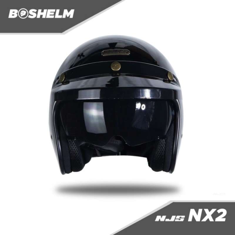 Promo Njs Nx 2 Hitam Glossy Helm Retro Half Face Sni Diskon 23 di