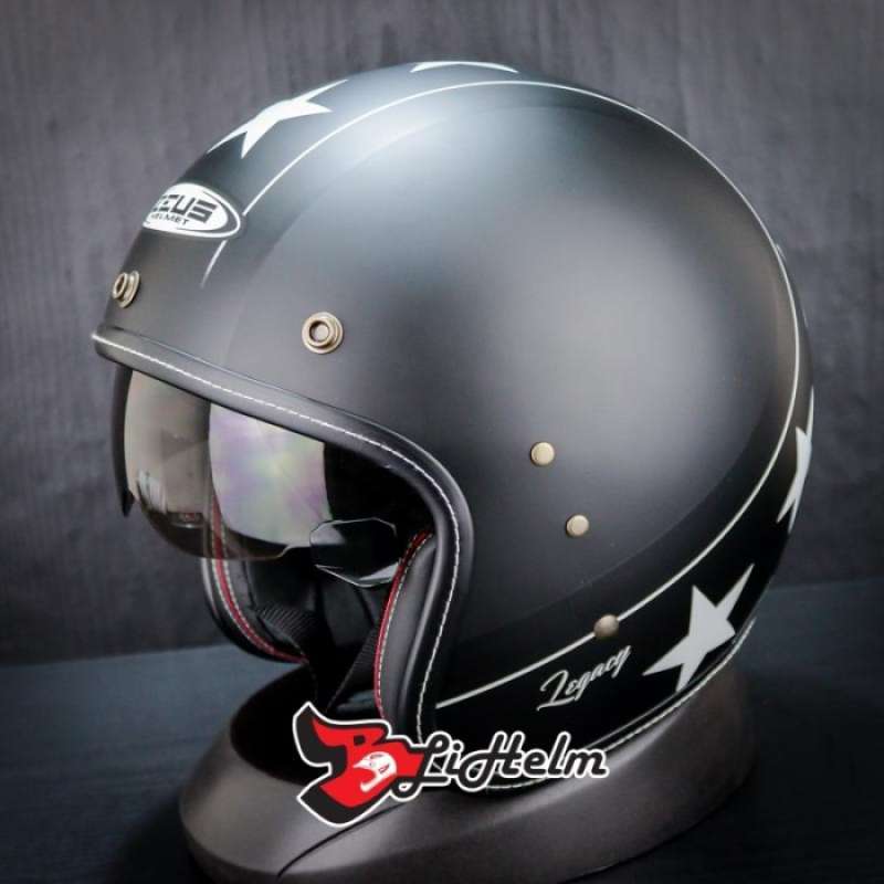 Promo Helm Retro Zeus 380fa Matt Black K57 Black Helm Retro