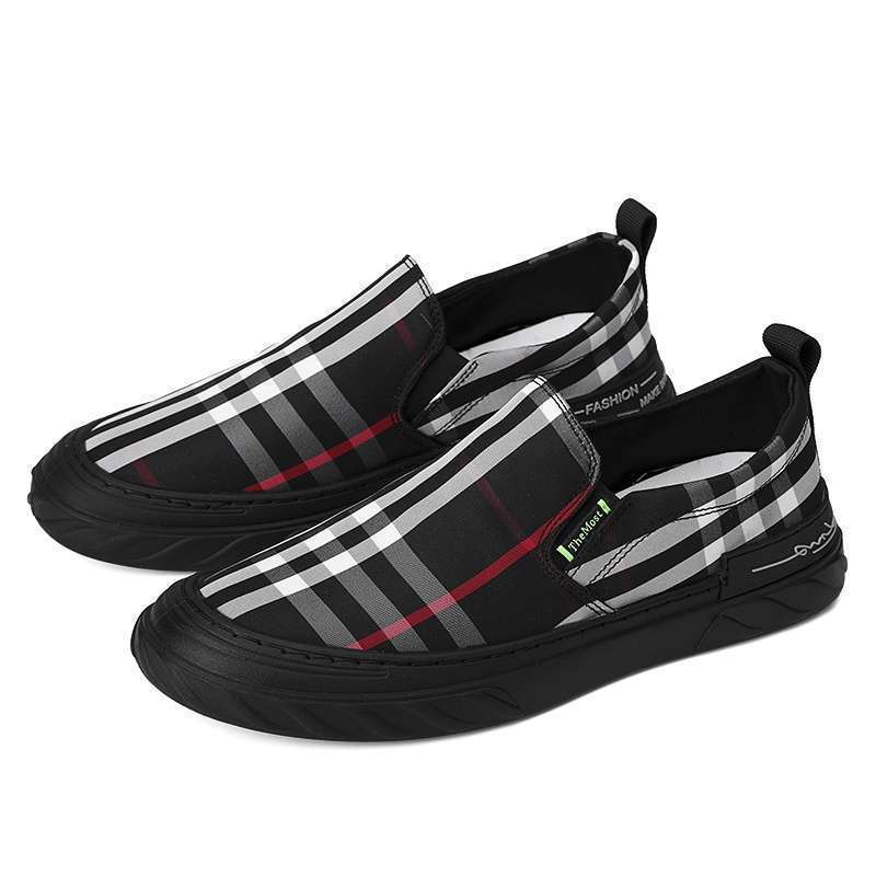 Mainland Sepatu Slip On Pria Motif Kotak Fashion Kasual Kekinian MC117