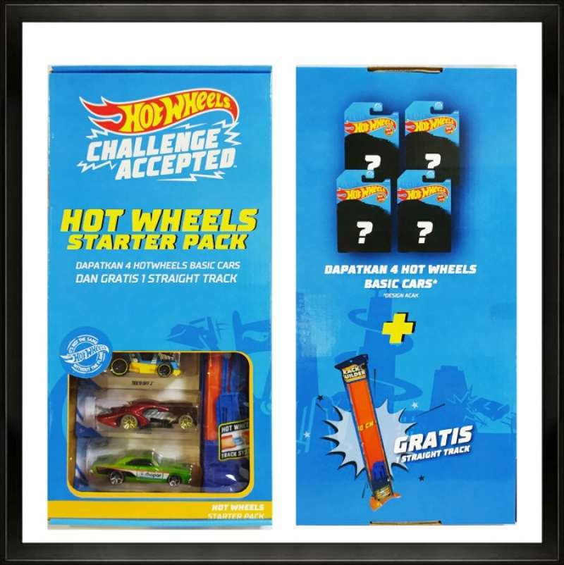 Promo Hotwheels Starter Pack 4 Pcs Mobil Free Straight Track Hot