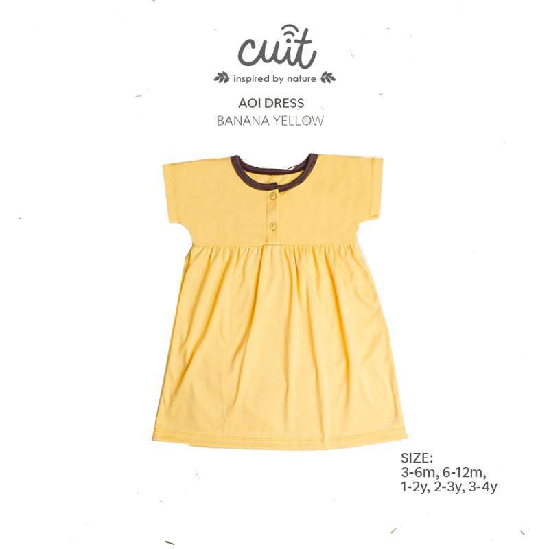 Pakaian Bayi Cuit Babywear Aoi Dress Block Color Baby Toddler Yellow