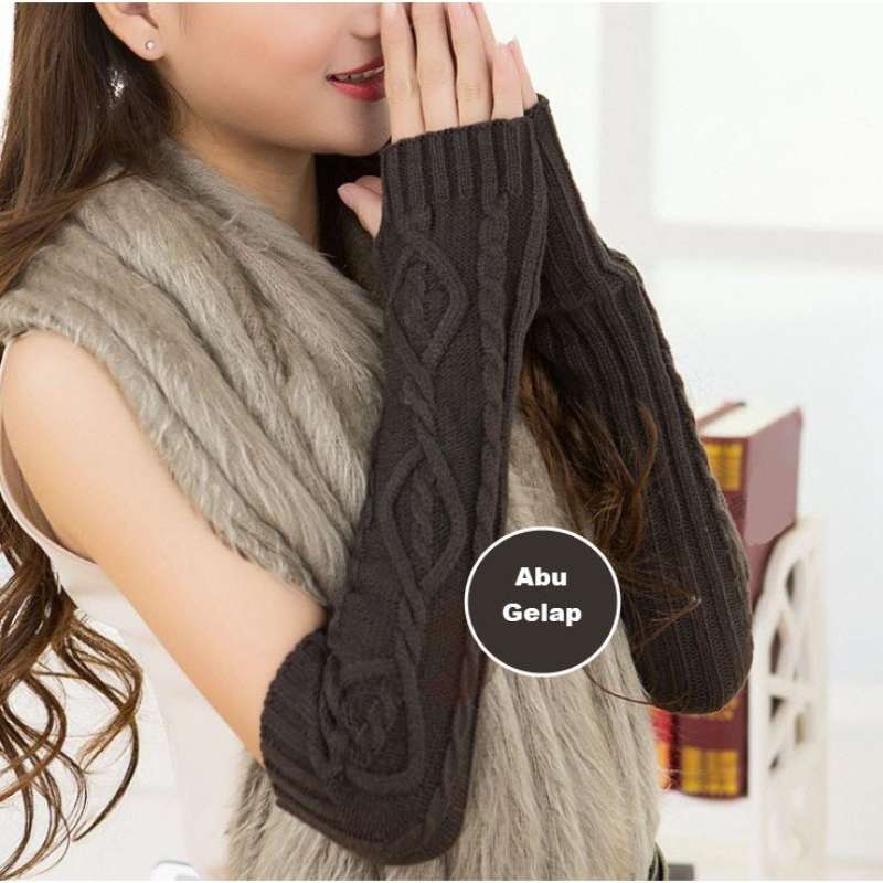 Promo Sarung Tangan Panjang Rajut Wool Long Fingerless Winter
