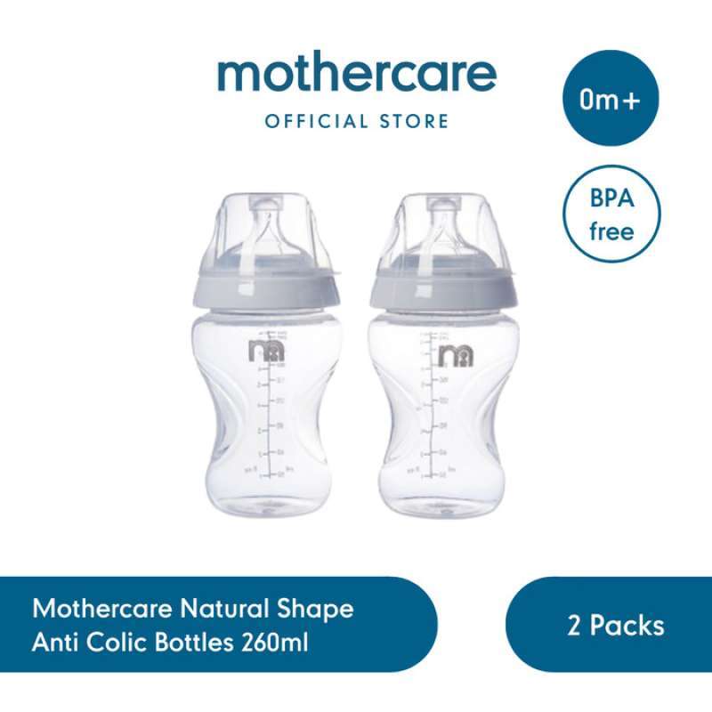 Promo Mothercare Natural Shape Anti Colic Bottles 260ml 2 Pack