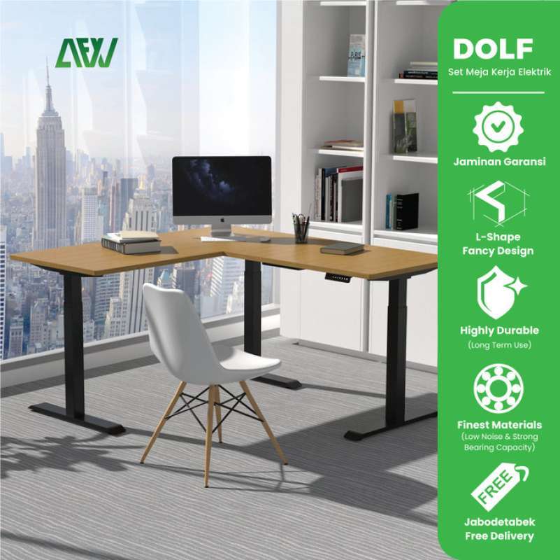 Promo Dolf Meja Kerja Elektrik Adjustable Standing Office Desk L