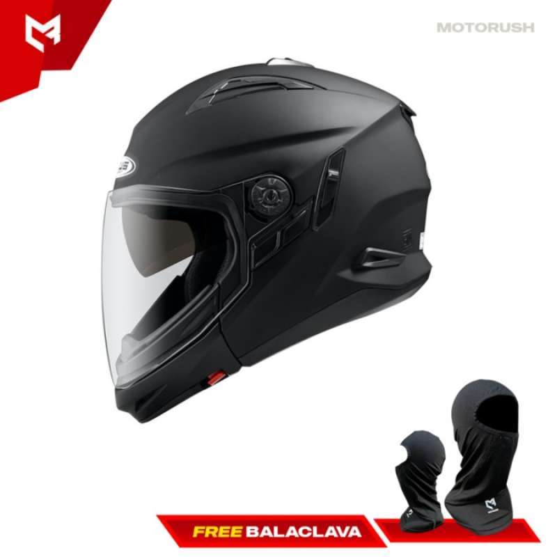 Promo ZEUS HELMET ZS 613C MATT BLACK MODULAR DOUBLE VISOR HELM