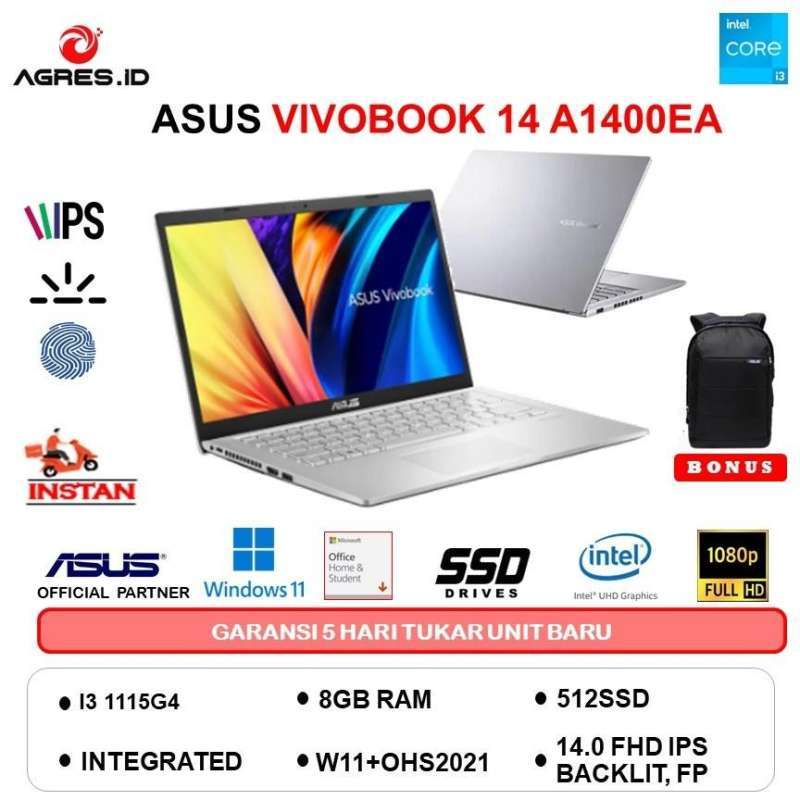 ASUS VIVOBOOK 14 Laptop i7 dengan Layar Full HD 14 Inch dan RAM 8GB, Grafis IRIS XE, Ideal untuk Pengguna di Medan yang Membutuhkan Performa Tinggi