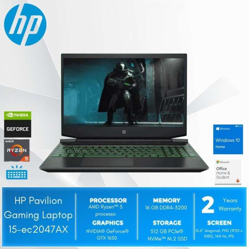 HP PAVILION GAMING 15 EC2047AX RYZEN 5600H 16GB 512SSD GTX1650 - Main Image
