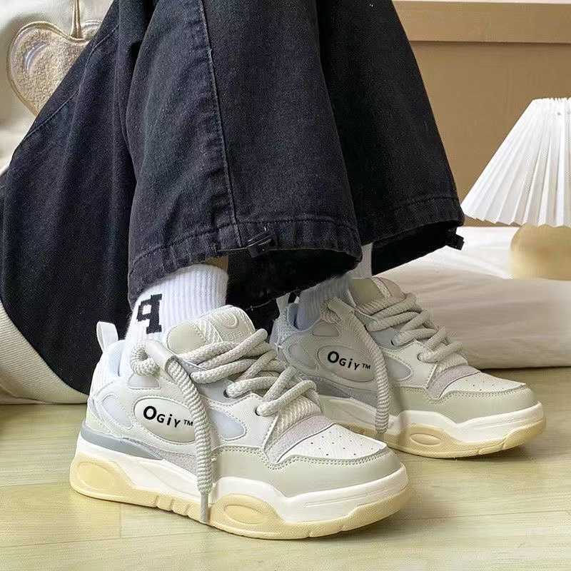 SEVEN DAY SEPATU SNEAKERS ROTI TALI RAMI BESAR KOREA STYLE WANITA HITAM FQ 219