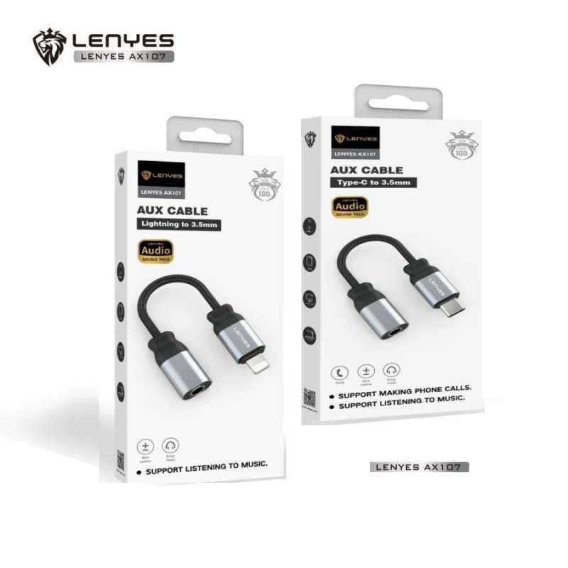 Jual Lenyes Ax-107 Kabel Aux Type C Lightning To Jack Aux 3,5mm