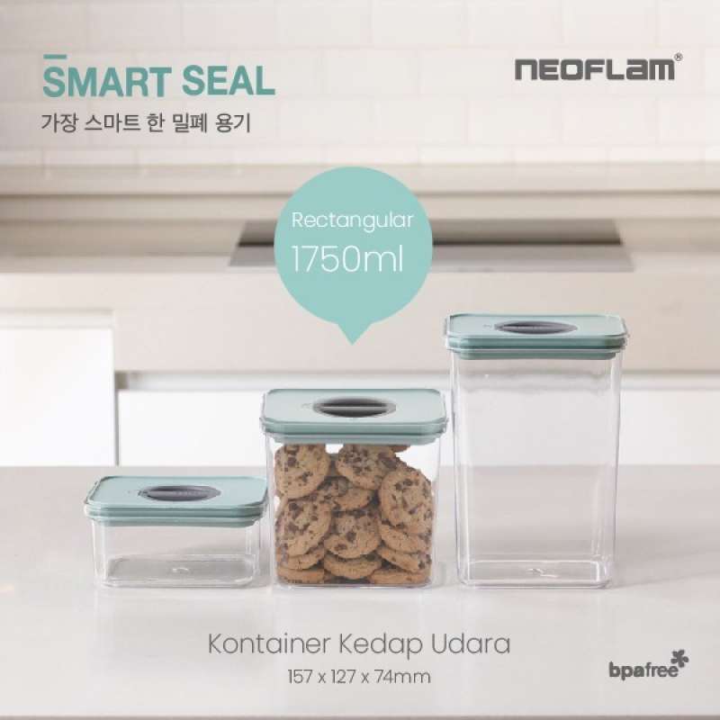 3 Set, Neoflam Airtight Rectangular Smart Seal Food Storage Containers, BPA  free