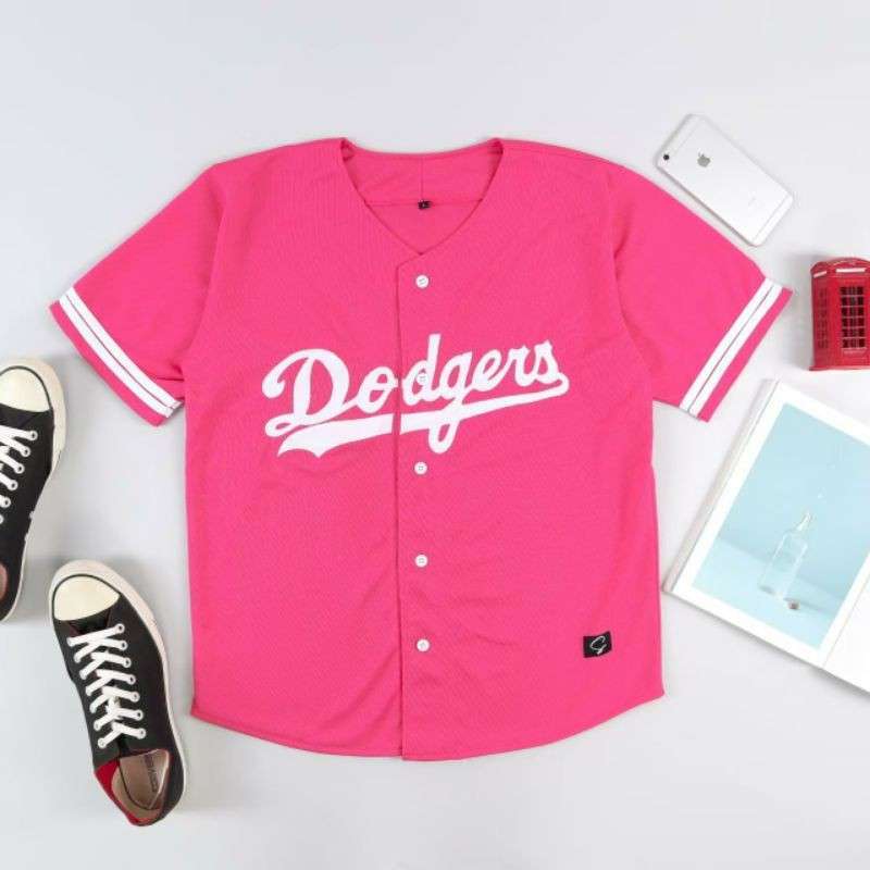 Baju Baseball Jersey Baseball Dodgers Pink Cod Kualitas Terbaik Terbaru